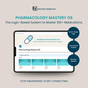 Suivi des médicaments pharmacologiques pour étudiants en sciences infirmières | de Chirurgien Notion Med | Outil d'étude de pharmacologie | École d'infirmières Med Binder OS