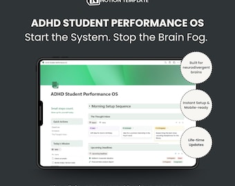 Plan de estudios para TDAH/Plantilla de planificación estudiantil para la función ejecutiva y el rendimiento académico