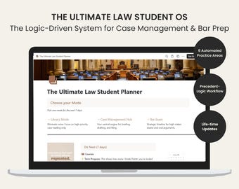 Administrador de casos de la Facultad de Derecho de Notion / Planificador de estudiantes de JD y hoja de ruta de estudios de casos / Sistema operativo académico con GPA ponderado totalmente automatizado