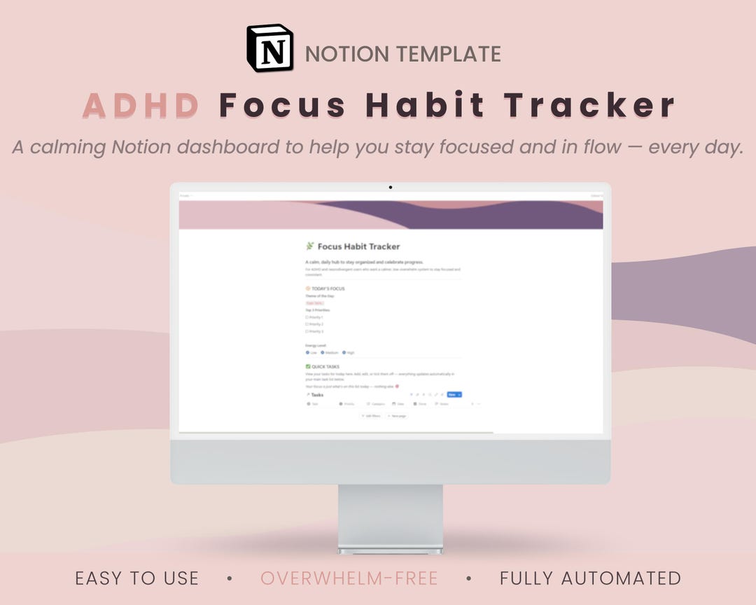 ADHD Notion Template | Daily Habit Tracker + Weekly Planner | Build ...