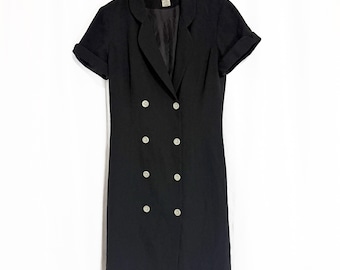 Vintage 90s Ann Taylor Black Tuxedo Dress Size 4