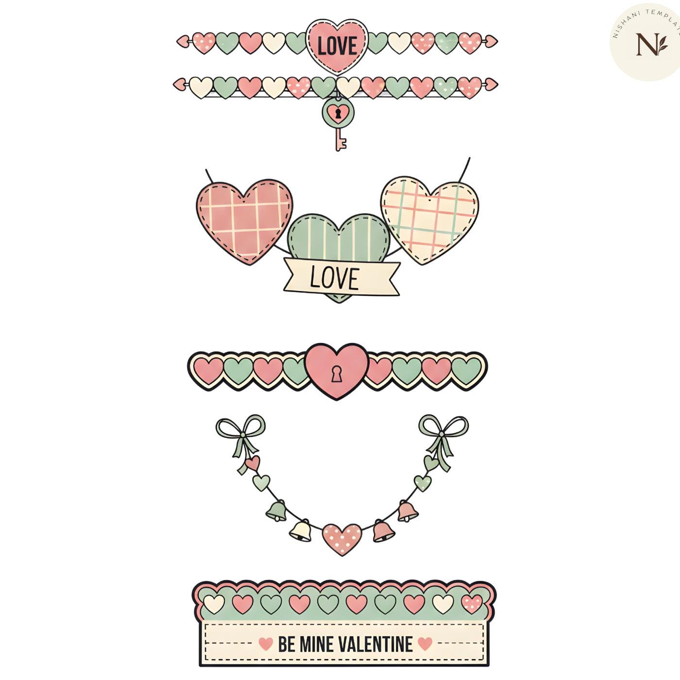 Valentines Day Clipart PNG Bundle, Love Element Icons , Romantic ...