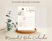 2026 Mini Desk Calendar, Printable Monthly Calendar PDF, Small Easel Calendar, A6 size,Minimalist Boho Calendar,Planner, Home, Office decor