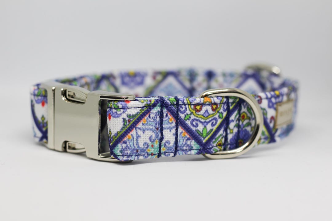 Colorful Dog Collar With Tile Pattern | Handmade | Durable - Etsy