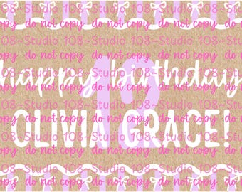 Happy Birthday Banner Template | Banner Mockup | Girly Banner | Editable Canva | Hand Painted Banner