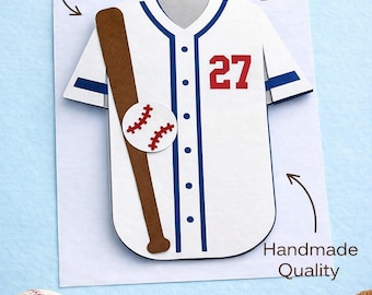 Personalized Baseball Jersey Card, Custom Name Number Sports Birthday Card