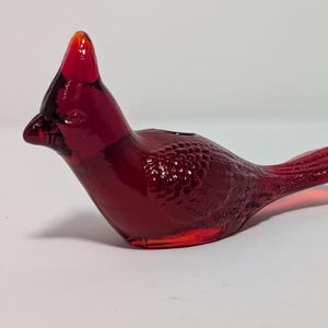 Vintage-Glasfigur eines rubinroten Kardinalsvogels, Kerzenhalter