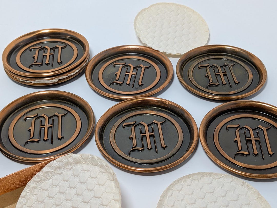 Vintage Hyde Park Set of 8, Two-tone Bronze Coasters With a Monogram ...