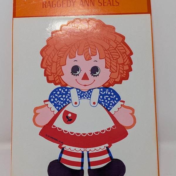 Vintage 1980s Hallmark Raggedy Ann stickers. Set of 2