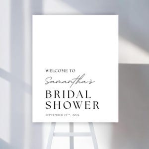 Minimalist Bridal Shower Welcome Sign Template, Editable in Canva, Modern Script Wedding Shower Printable Decor