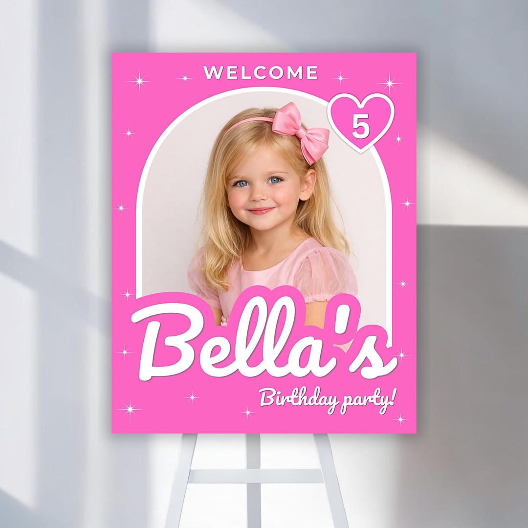 Barbie Inspired Birthday Welcome Sign Template, Pink Doll Party ...