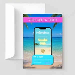 Love Island Inspired Birthday Invitation Template | Editable Canva Birthday Invite | You Got A Text Party Invitation