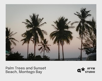 Palm Trees and Sunset Beach, Montego Bay | Photo Print (Digital Download)