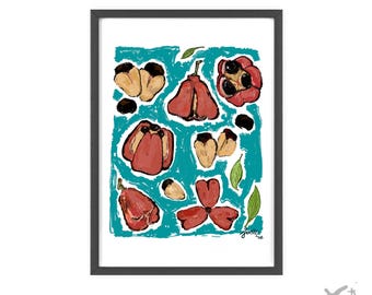 A Collection of Ackees: Hand-Drawn Poster Print