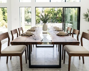 Wood Epoxy Resin Table Custom Order Walnut Dining Table Kitchen Wood Table – Coffe Table Luxury furniture