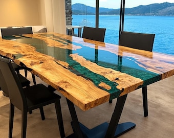 Custom Order USA Olive Wood Epoxy Resin Table Dining Table Kitchen Wood Table Custom Epoxy River Table – Resin Modern Wood