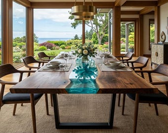 Wood Epoxy Resin Table Coffe Table Walnut Wood Dining Table Kitchen Wood Table Custom Epoxy River Table – Resin Modern Wood Furniture