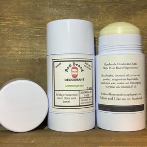 All Natural Handmade Vegan Deodorant Aluminum Free Made with Pure Essential Oils in Small Batches Fragrance Free Odor Control Non Toxic