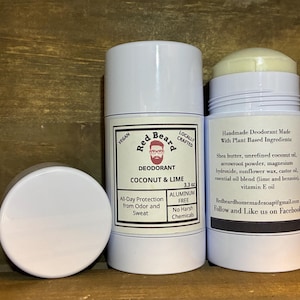 Coconut & Lime Deodorant All Natural Vegan Aluminum Free Made with  Pure Essential Oils in Small Batches and Fragrance Free Odor Control