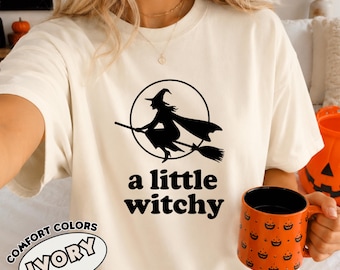 A Little Witchy Halloween Shirt, Witch Silhouette Tee, Witchy Vibes Halloween Gift, Funny Witch Vintage Shirt, Cute Spooky Season Shirt