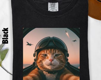 Comfort Colors Pilot Cat Meme Shirt: Gen Z Brainrot Sweatshirt