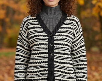 Custom Textured Knit Sweater | Personalized Winter Apparel For Women | Handmade Acrylic Wool Fashion Gift