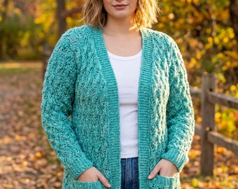 Handmade Long Knit Cardigan For Women | Custom Cozy Merino Wool Open Front Winter Sweater