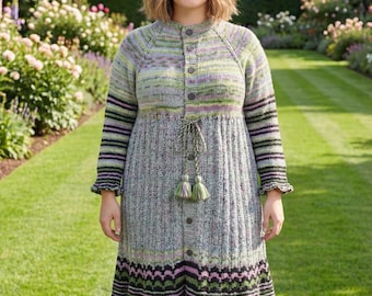 Charming Striped Knit Dress with Tassels | Custom Handcrafted Sweater Dress | Unique Bohemian Style Apparel