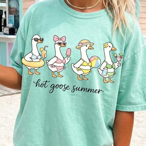 Preppy Goose PNG: Camiseta con lazo de ganso para mujer, descarga digital de boutique, PNG para chicas, PNG para mujer