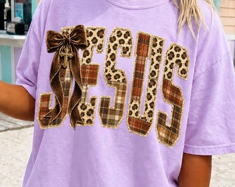 Jesus PNG, Christian Fall PNG, Leopard Jesus png, Plaid Faith png, Coquette Christian PNG, Western Faith Shirt Design, Fall Sublimation