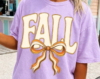 Fall Bow PNG, Varsity Fall PNG, Autumn Sublimation Design, Cute Fall Shirt PNG, Boutique Fall Graphic, Retro Fall Digital Download