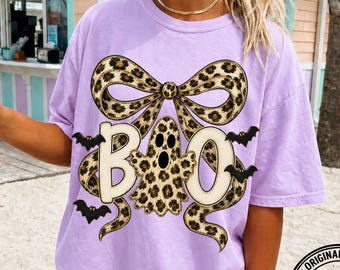 Leopard Ghost PNG, Coquette Halloween PNG, Boo Ghost png, Spooky Season png, Bow Ghost PNG, Cute Halloween Sublimation, Digital Download