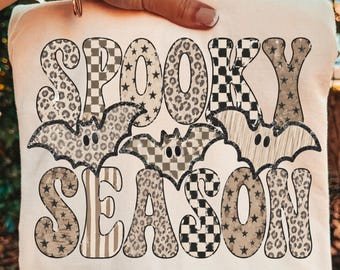 Spooky Season PNG, Halloween Ghost Bats PNG, Neutral Halloween Sublimation Design, Retro Fall PNG, Cute Ghost png, Instant Digital Download