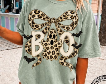 Boo Ghost PNG, Leopard Ghost PNG, Halloween Bow png, Cute Spooky Sublimation Design, Coquette Halloween PNG, Boutique Ghost Digital Download