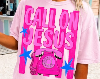 Call On Jesus PNG, Christian Summer PNG, Vintage Phone png, Faith Based Shirt Design, Christian Women PNG, Christian png, Sublimation png