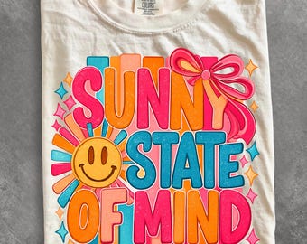 Summer Shirt PNG, Retro Summer Vibes Shirt Design, Sunny State of Mind PNG, Beach Vacation Shirt Design, Trendy Summer Graphic Tee