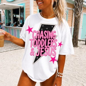 Chasing Toddlers & Jesus Shirt, Christian Mama Tee, Mom Life Shirt, Faith Based Graphic Tee, Christian Mom Gift, Gildan Softstyle Shirt