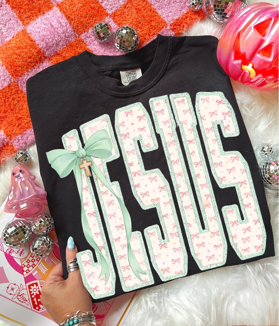 Jesus Bow PNG | Coquette Christian Shirt Design | Faith Bow Lettering ...
