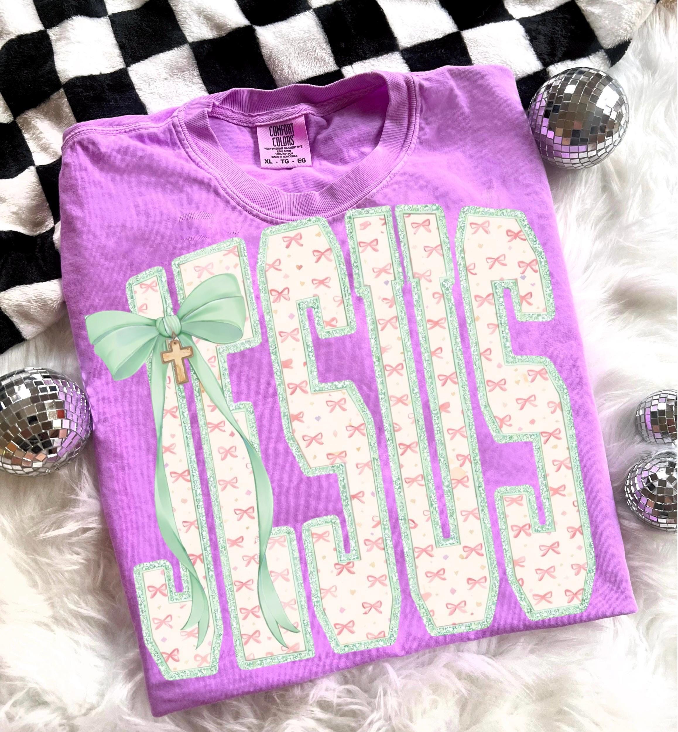 Jesus Bow PNG | Coquette Christian Shirt Design | Faith Bow Lettering ...