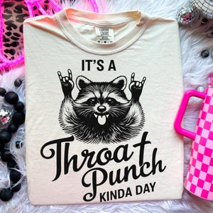 It’s a Throat Punch Kinda Day PNG | Funny Raccoon Shirt Design | Sarcastic Humor Graphic | Distressed Retro PNG | Sublimation Tee Design