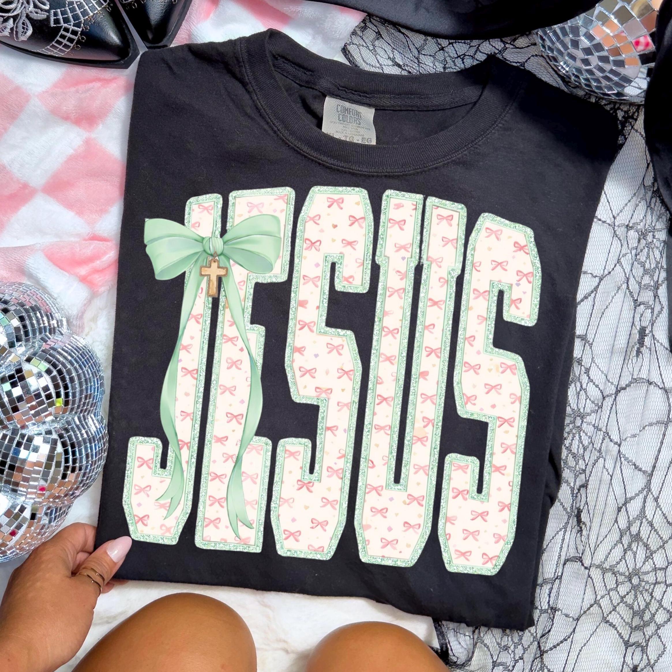 Jesus PNG Christian Shirt Design Bow and Cross Faith Graphic Religious ...