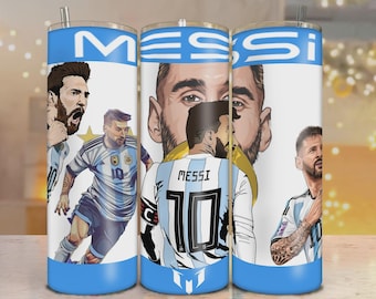 Lionel Messi Tumbler Wrap PNG | Argentina 10 | 20oz Sublimation | Soccer Gift for Him | Digital Download