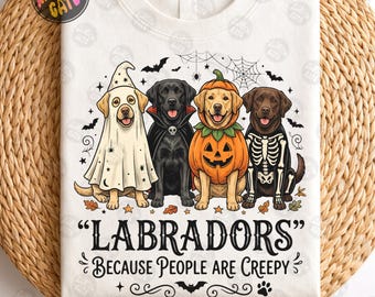 Labradorer eftersom människor är läskiga PNG, rolig trendig söt läskig vintage retro Halloween hund mamma spöke sublimeringsdesign