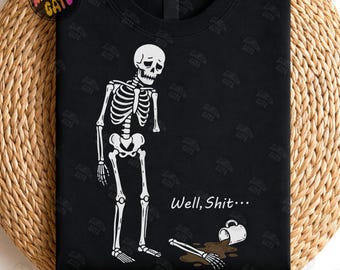 Skelett förlorat kaffe PNG, Halloween Svg Png, Well Shit Halloween gotisk grafik, mörk humor sublimering, Svg-filer för Cricut