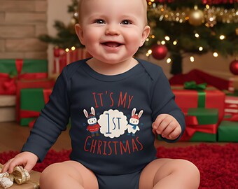 Baby's First Christmas Organic Bodysuit – Reindeer or Bunny Design