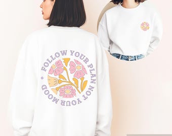 Retro Floral Print Sweatshirt – Follow Your Plan, Cozy Pullover