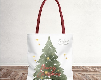 Personalized Christmas Tree Tote Bag – Festive Holiday Gift