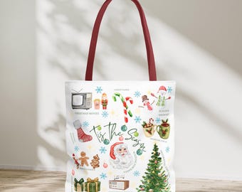 Nostalgic Watercolor Christmas Tote Bag | Holiday Design