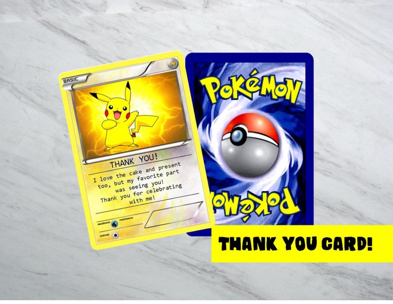 Pikachu Thank You Card - Etsy