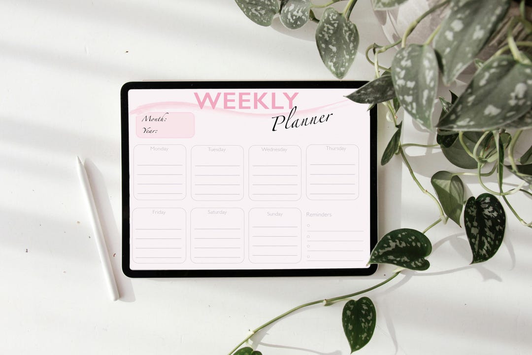 Weekly Planner Printable | Pink | iPad Planner | Minimal Schedule ...